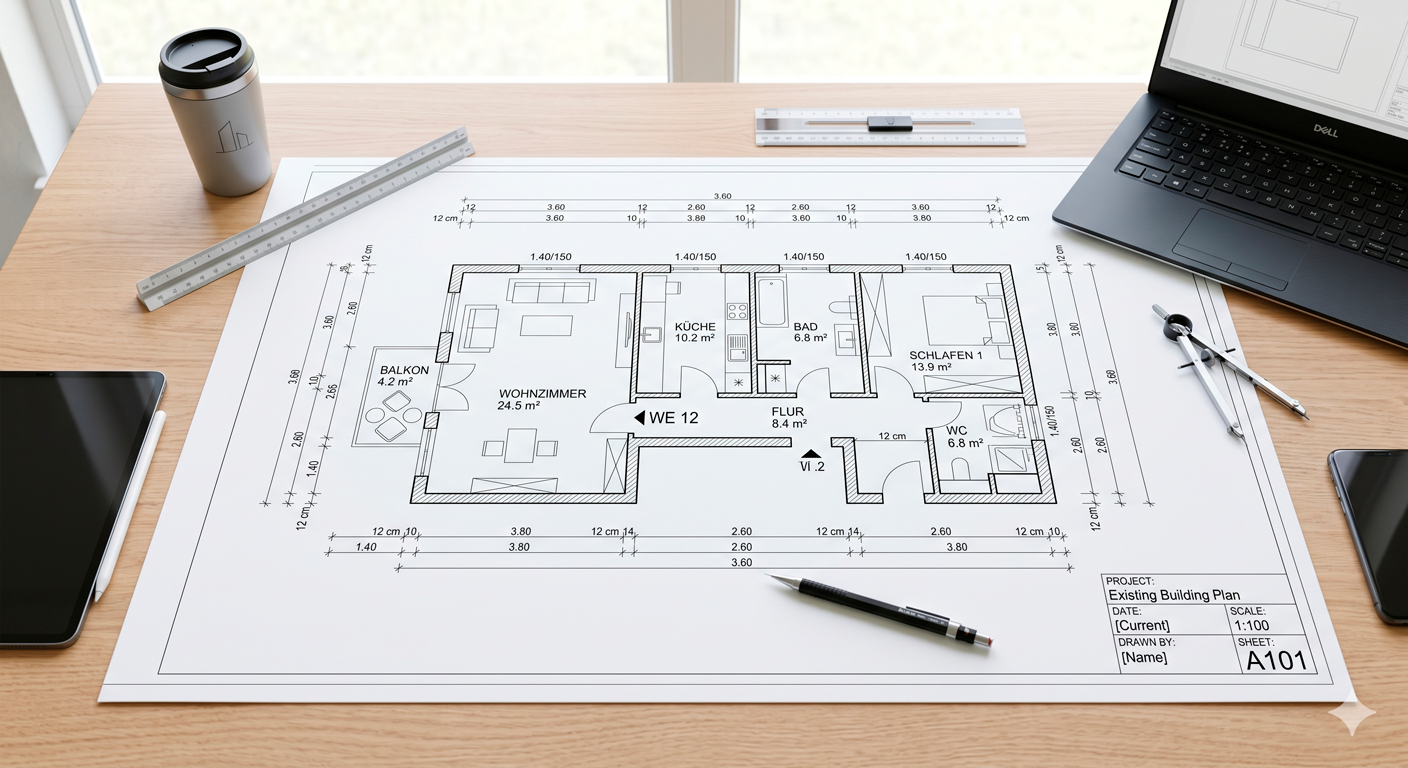 Bestandsplan erstellen Berlin – CAD-Zeichnung Grundriss Ist-Zustand